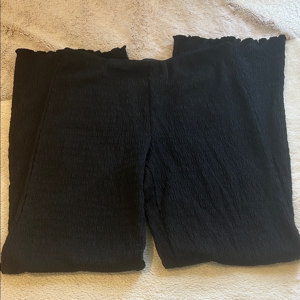 Club Monaco Black Textured Straight Leg Trousers